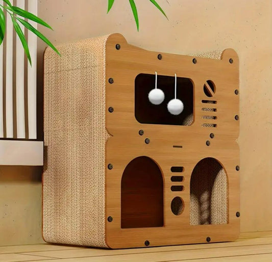 Deluxe Multi-Level Cat House, Indoor Modern Cat Villa, Multi-Cat Playground with Scratching Zone, Toy Ball & Cozy Lounge