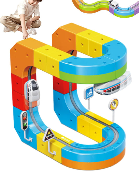 ✨Electric Car Click Rail Train Track Set🚂,Flexible Race Track Toy, STEM Learning Gift🎁, Anti-Gravity 3D Embedded Layout
