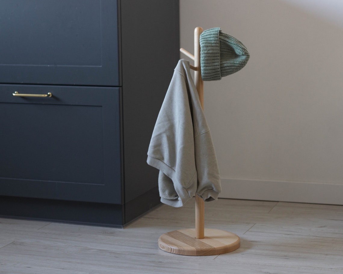 Kids Wooden Clothes Rack | Montessori Furniture | Toddler Coat Hanger Stand | 18M+