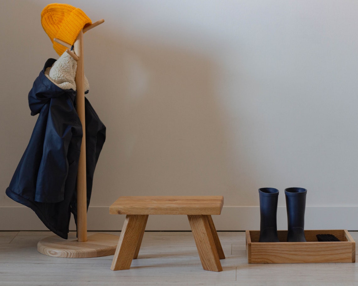 Kids Wooden Clothes Rack | Montessori Furniture | Toddler Coat Hanger Stand | 18M+