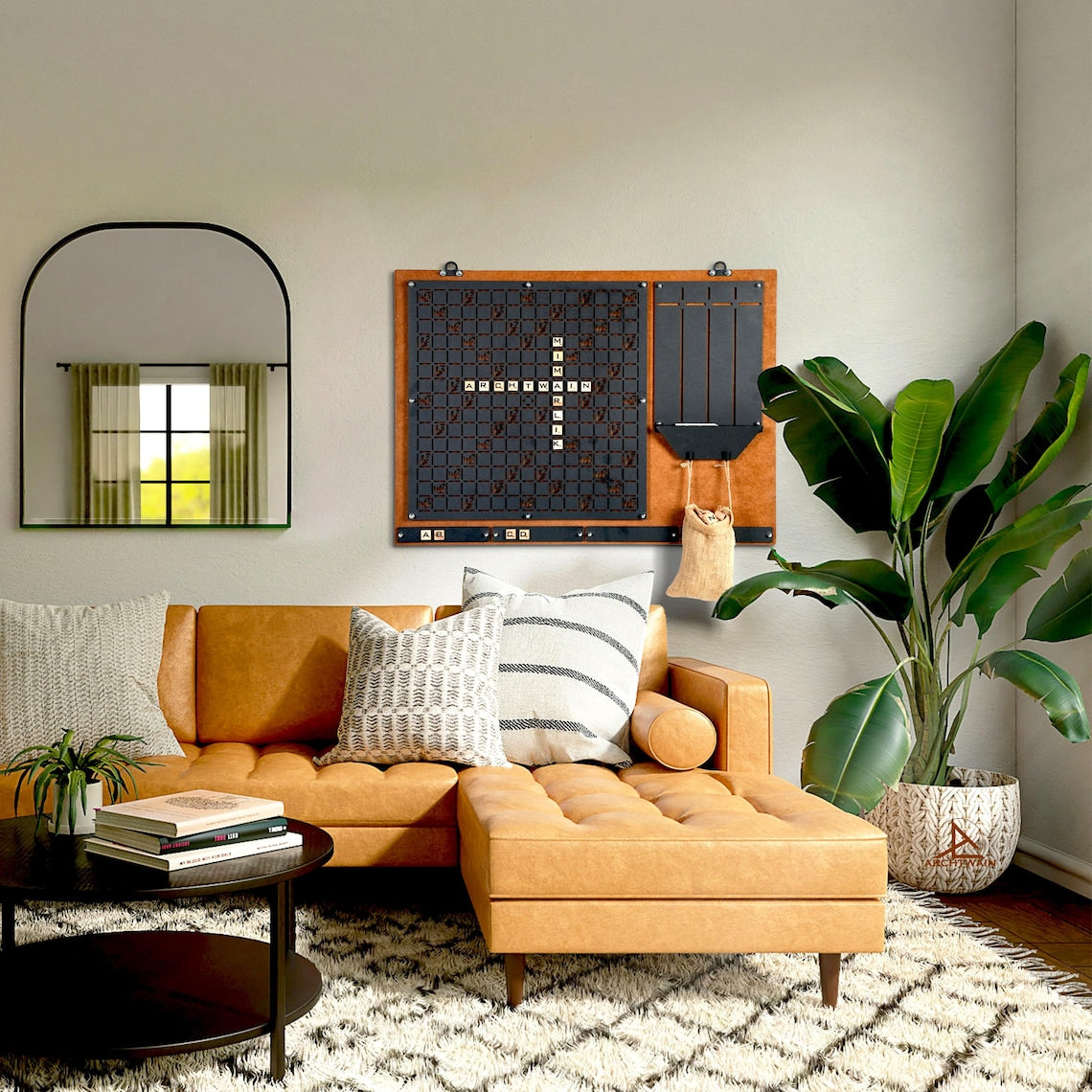 Unique Magnetic Word Tile Set Wall Art – Rustic Wooden Scrabble Game, Christmas Gifts