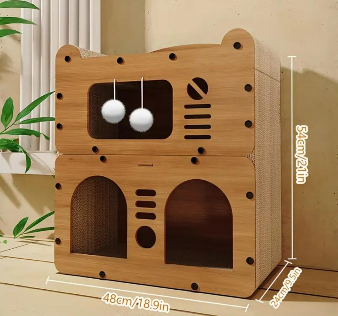 Deluxe Multi-Level Cat House, Indoor Modern Cat Villa, Multi-Cat Playground with Scratching Zone, Toy Ball & Cozy Lounge