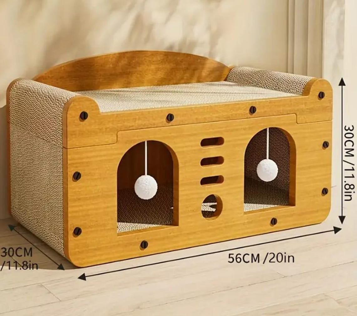 Deluxe Multi-Level Cat House, Indoor Modern Cat Villa, Multi-Cat Playground with Scratching Zone, Toy Ball & Cozy Lounge