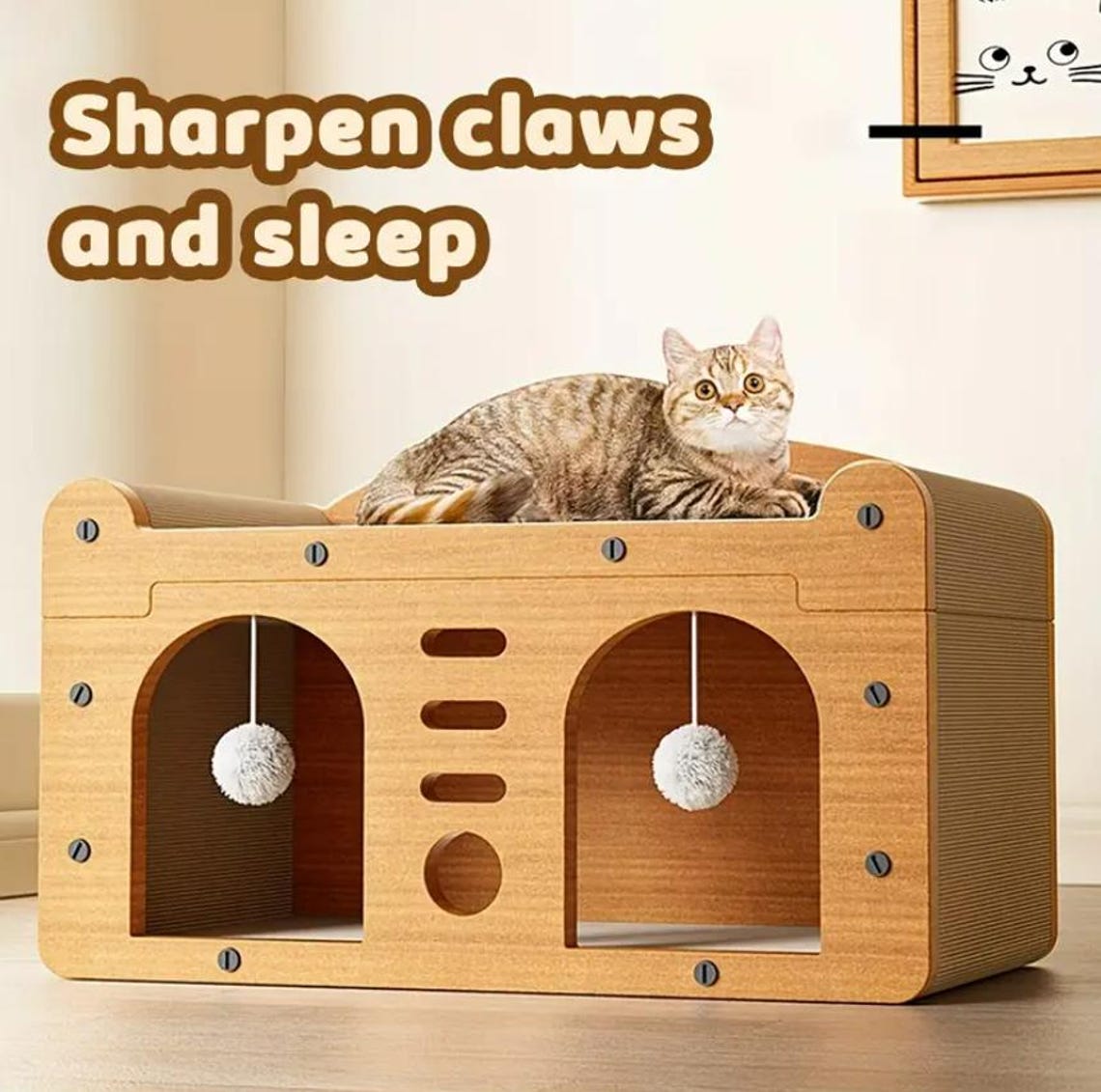 Deluxe Multi-Level Cat House, Indoor Modern Cat Villa, Multi-Cat Playground with Scratching Zone, Toy Ball & Cozy Lounge