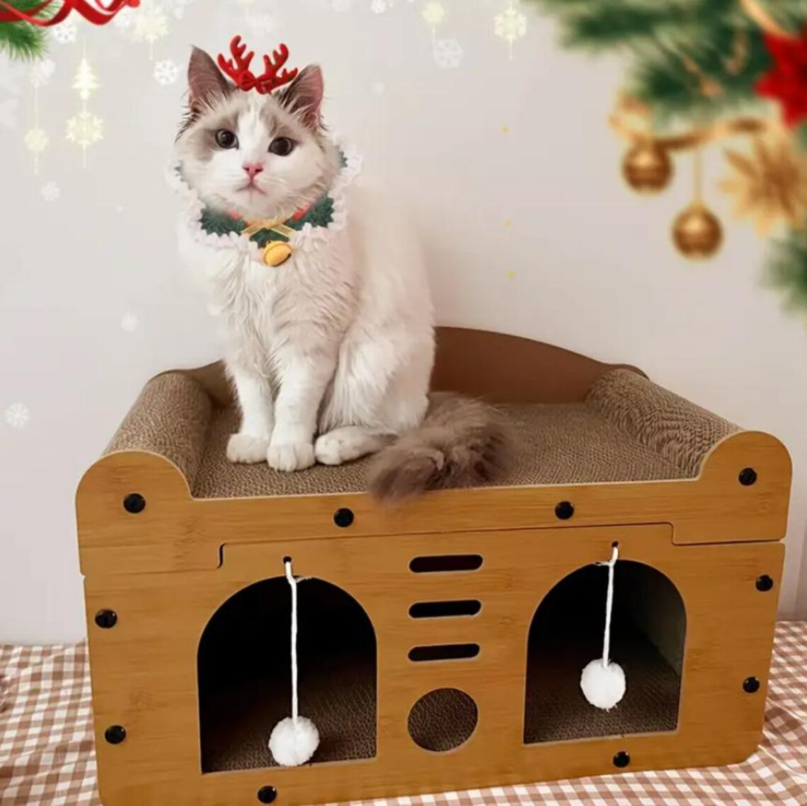 Deluxe Multi-Level Cat House, Indoor Modern Cat Villa, Multi-Cat Playground with Scratching Zone, Toy Ball & Cozy Lounge